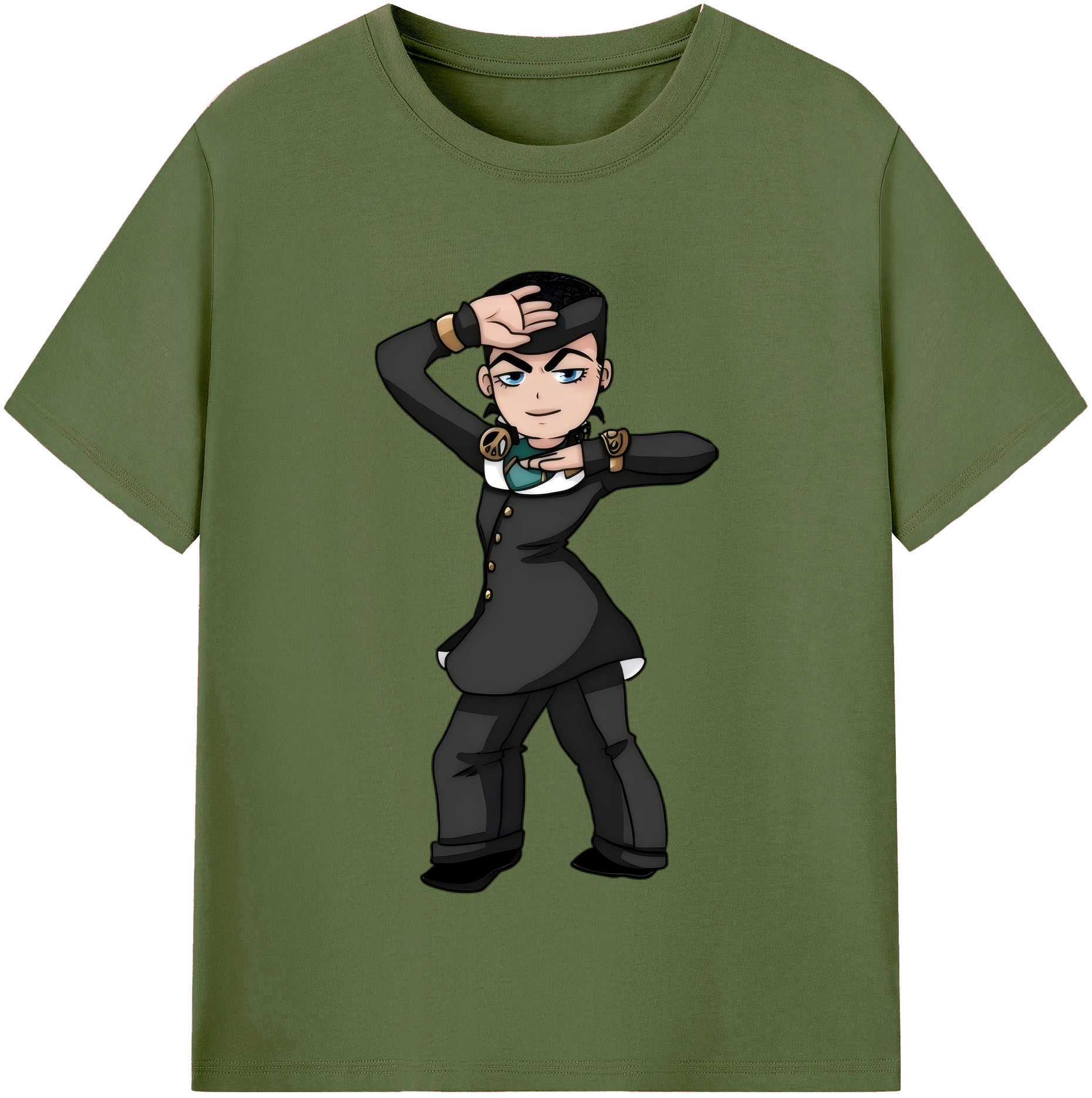 （画像用） ジョジョの奇妙な冒険 ひがしかた じょうすけ JoJo's Bizarre Adventure Higashikata Josuke 綿100％半袖Tシャツ（フロントプリント）
